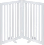 unipaws 36”H Free Standing Pet Gate for Dog and Cat, Wooden Dog Gates for Doorway, Stairs, Room Divider, Step Over Foldable Pet Fence for The House, Expandable Barrier, Indoor Use, White