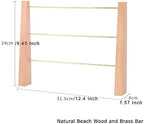 GemeShou 3 Tiers Beech Earring display stands for selling, Wooden Jewelry Shelf, Earring Storage Organizer, Brass earring holders with 42 holes for stud Dangle Hoop【Beech 3-Tier】