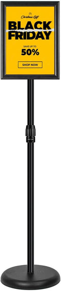 Upgraded Adjustable Sign Stand for Display, Pedestal Floor Signage Stand Holder with Heavy Duty Base, for Outdoor or Indoor Advertising (8.5 x 11, Black)