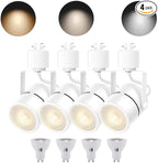 White 4PCS LED Track Lighting (No Rails) with Advanced Replaceable GU10 Bulbs, Switchable 3CCT(3000K/4000K/6000K) and Dimmable Brightness(20%-100%), Versatile Ceiling Spotlight Fixtures for Any Space