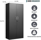 Metal Storage Cabinet with Adjustable Shelves, Garage Cabinet with 2 Lockable Doors, Garage Storage Cabinet, Kitchen Pantry Cabinet - 71'H, Black