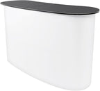 Portable Tradeshow Podium Table, Display Counter Stand with Wall, Foldable Promotion Retail Bar Table Pop Up Podium with Storage Rack