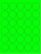 NextDayLabels - Pack of 25 Sheets, 8-1/2 x 11" Fluorescent Labels for Laser & Inkjet Printer (Green Fluorescent, 1.5" Round - 30 per Page, 750 Labels)