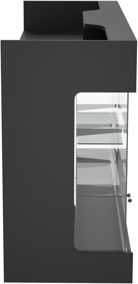 72" W x 22" D x 42" H - Tempered Glass Retail Display Case, Black Reception Desk, Retail Checkout Counter with Lockable Drawers, Suitable for Offices, Retail Stores and Boutiques