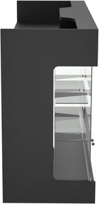 72" W x 22" D x 42" H - Tempered Glass Retail Display Case, Black Reception Desk, Retail Checkout Counter with Lockable Drawers, Suitable for Offices, Retail Stores and Boutiques