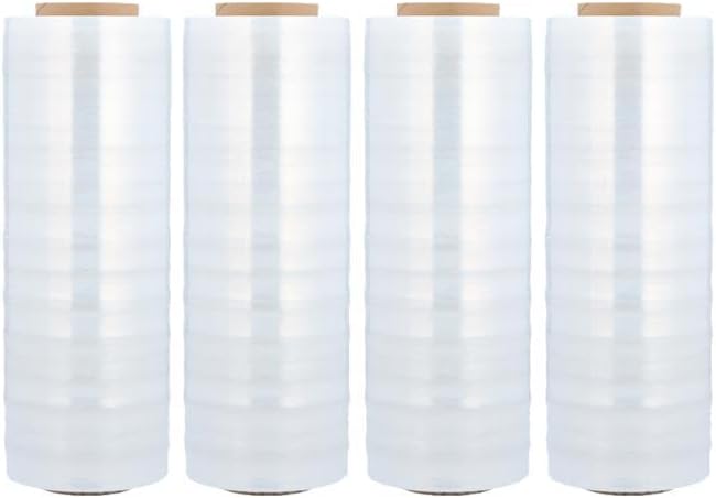 12" x 1500' x 80 Gauge Cast Hand Stretch Wrap Plastic Shrink Film 3” Core - 8 Rolls = 2 Cases