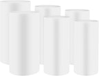 OUKANING 6 PCS Metal Display Pedestal Stands, White Cylinder Display Stands Pillars, Decoration Cube Sculpture Display Column for Wedding Party Baby Shower Birthday, H27.56'', 26'', 23.62''