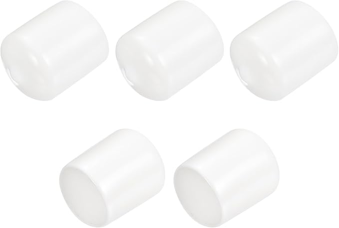 uxcell 5pcs Rubber End Caps 23mm ID Vinyl PVC Round Tube Bolt Cap Cover Screw Thread Protectors White