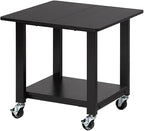 SunnyPoint 2-Tier Under Desk Printer Stand with Storage Shelf and Steel Frame, Industrial Mobile Printer Cart Holder with Lockable Improved Industrial Wheels for Home and Office (BLK)