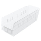 Akro-Mils 30120 Plastic Shelf Bins, Heavy Duty Storage Bins for Garage, Closet, and Drawer Organization, 12-Inch x 4-Inch x 4-Inch, Clear, 24-Pack