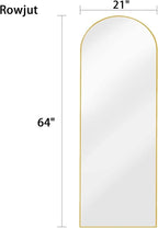 64"x21"Floor Mirror Arched Full Length Mirros, Mirror Floor Length Standing Hanging or Leaning/Large Full Body/Wall Mirror for Bedroom, Living Room, Aluminum Frame, Black