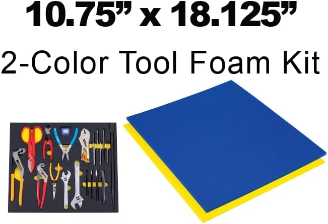 5S Tool Box Shadow Foam Organizers (2 Color) FITS Craftsman Model# 112225 TOP Box (10.75" x 18.125", Blue Top/Yellow Bottom)…