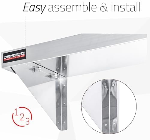 DuraSteel Stainless Steel Shelf - 60 Inch Wide x 14 Deep Commercial NSF Mounted Metal Wall Shelf Pantry Organizer Garage Storage Shelves - Rack Shelving Restaurant Kitchen Units Laundry Utility Room