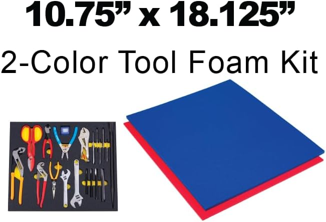 5S Tool Box Shadow Foam Organizers (2 Color) FITS Craftsman Model# 112225 TOP Box (10.75" x 18.125", Blue Top/Red Bottom)…