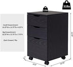 HOMCOM 3 Drawer Mobile File Cabinet, Rolling Printer Stand, Vertical Filing Cabinet, Brown Wood Grain