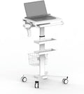 Anti-Theft Medical Laptop Cart with Scanner Holder | Mobile Workstation with Gas Lift | Height Adjustable 31.5" - 47.2" | Secure Storage & Multiple Drawers