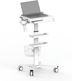 Anti-Theft Medical Laptop Cart with Scanner Holder | Mobile Workstation with Gas Lift | Height Adjustable 31.5" - 47.2" | Secure Storage & Multiple Drawers