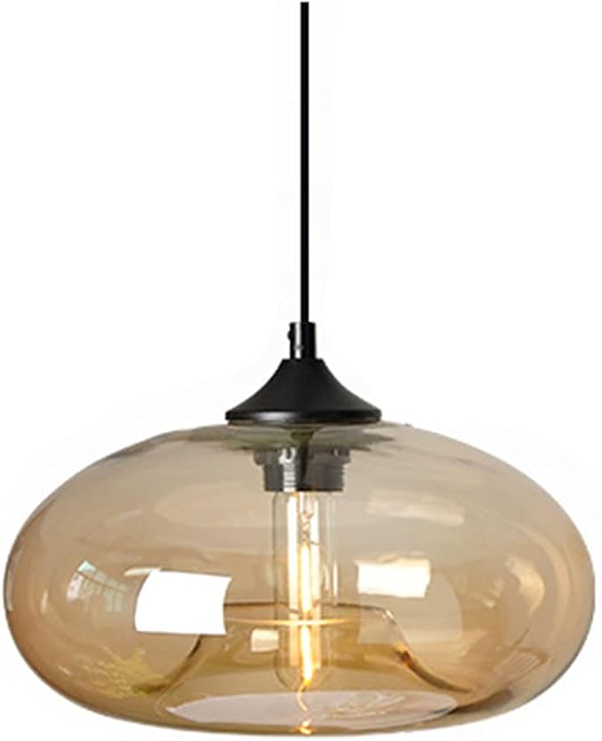 Industrial Pendant Light Shade of Onion Vintage Chandelier E26 Pendant Lighting for Kitchen Island Colorful Glass Cage (Amber)