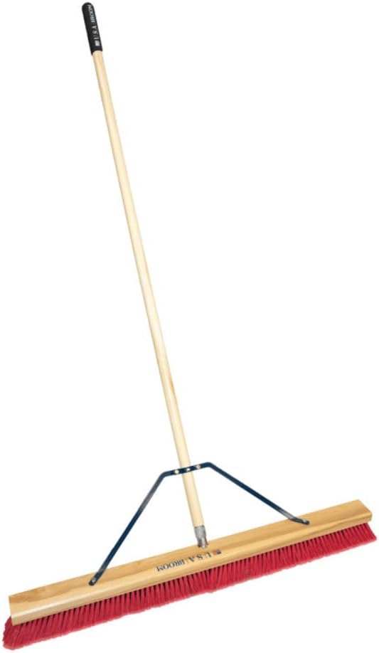4 Pack Bundle - 24" Soft Sweep Indoor Push Broom with 60" Handle. Ideal for Epoxy & Polished Floors. Durable American Made Steel Brackets-Stainless Steel Hardware. No Plastic. 100% USA Made.