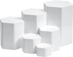 Jetec Hexagonal Jewelry Display Risers Hexagonal Market Display Risers Stands Acrylic Showcase Acrylic Stand for Jewelry Model Figures Decoration, 6 Sizes(White,6 Pieces)