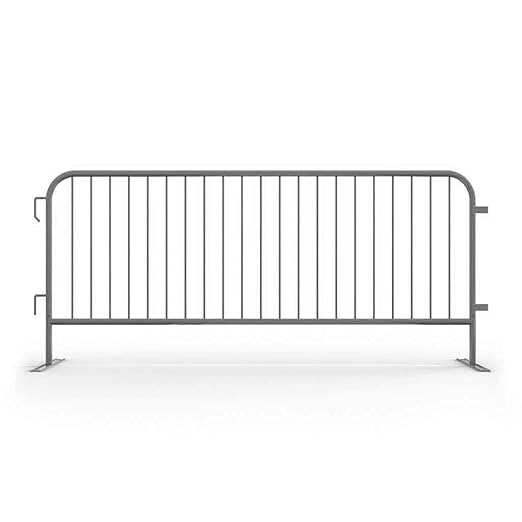 Angry Bull Barricades Metal Interlocking Steel Barricade (8.5 Ft. Heavy Duty, Flat Feet, Grey Powder Coated, Set of 20)