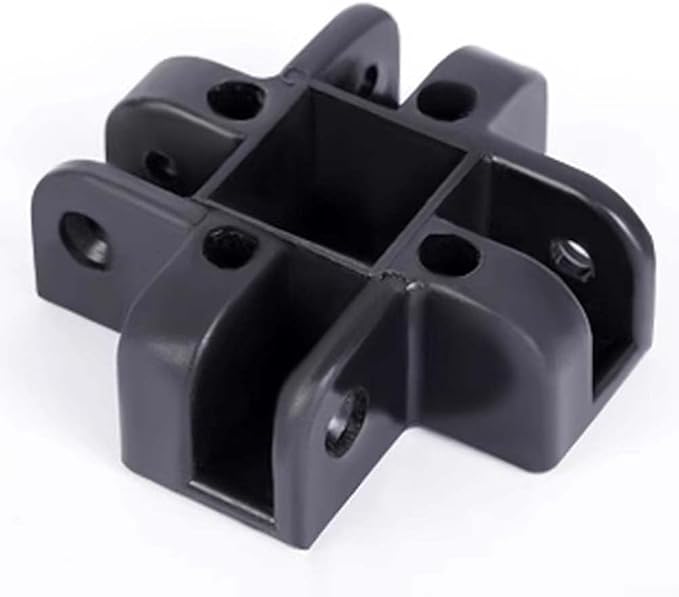 Pop-Up Canopy Center Connector 4-Way Black Plastic, Fits 34×34mm Square Tubes for Gazebo Tent and Awning Frames, Quick Screw-On Assembly, 4-Pack for Outdoor Camping Use(Down Four Forks)
