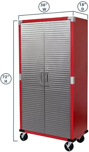 Heavy Duty Storage Solid Stainless Steel Cabinet with Lockable, Adjustable Shelf, Metal Garage Organizer (Red, 36" W x 18" D x 72" H)