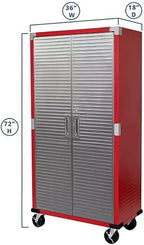 Heavy Duty Storage Solid Stainless Steel Cabinet with Lockable, Adjustable Shelf, Metal Garage Organizer (Red, 36" W x 18" D x 72" H)