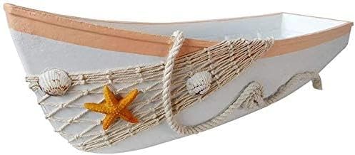 White Wooden Boat Tray Decor Decorative Nautical Boat Ornament Decor Wood Boat Tray Decorations Beach Theme Bathroom Decor Boats Shelf Decor 17 Inch