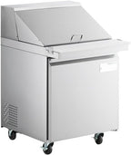 27-Inch ADA Height Commercial Mega Top Refrigerated Sandwich Prep Table, Stainless Steel, 1-Door, 6 Cu Ft Capacity, Digital Control with Auto Defrost, R290 Refrigerant