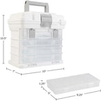 Portable Tool Box - Small Parts Organizer with Drawers and Customizable Compartments for Hardware, Fishing Tackle, Beads or Crafts by Stalwart (White)