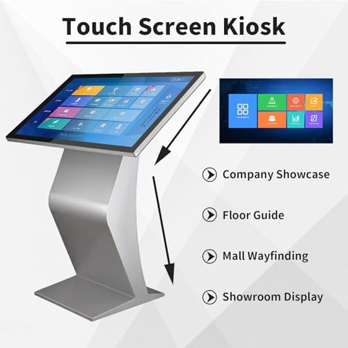 22" LCD Digital Signage Kiosk, Capacitive Touch Screen Display, K-Style Stand for Mall Navigation, Self-Ordering, Advertising Solutions, Black 22 Inch