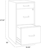 Scranton & Co Set of 2 18" D 3-Drawer Metal Filing Cabinet with Pencil Drawer