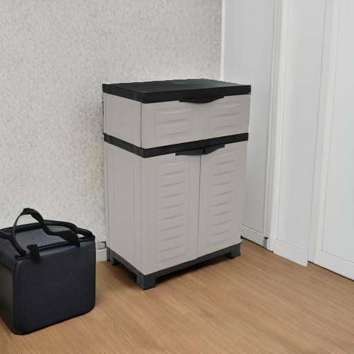 Sunnydaze Plastic Garage Storage Cabinet with Adjustable Shelf - 34.5" H - Garage, Office, Home, Laundry Room - Gray