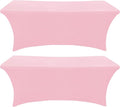 SEPARO 2Pack,4FT Pink Spandex Table Cover Fitted Rectangular Tablecloth Stretchable Tablecloth 4 ft Wrinkle-Free for Party Tradeshows Banquet Weddings Cocktail, 2 Pcs