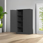 Metal Storage Cabinet with Locking Doors and 3 Adjustable Shelves, 53.5-Inch Lockable Storage Cabinets for Home Office Garage Kitchen Pantry (Black)