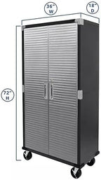 Heavy Duty Storage Solid Stainless Steel Cabinet with Lockable, Adjustable Shelf, Metal Garage Organizer (Graphite, 36" W x 18" D x 72" H)