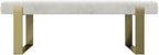 VANT Upholstered Bed Bench - Velvet Ivory - Burnished Brass - Contemporary Modern, Bedroom Bench Seat, Hallway, or Entryway