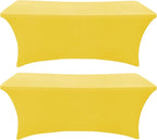 SEPARO 2 Pack 6 Ft Yellow Table Cover Fitted Rectangular Tablecloth Stretchable Fabric Table Cloth 6 ft Wrinkle-Free for Party Tradeshows Banquet Weddings Cocktail