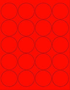 NextDayLabels - 8-1/2 x 11 Neon Color High Light Fluorescent Labels for Laser & Inkjet Printer (RED Fluorescent, 2" Round - 20 Per Page | 500 Labels)