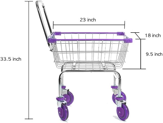 U Handle Grocery CART 1.5 Bushel (Gunpowder Metal) Red, Blue Trim (Black)