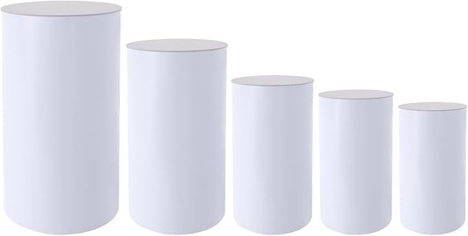 Cake Pedestal Stands for Party 5PCS Dessert Table Display Plinth Pillars White Round Cylinder Pedestal Stands for Wedding Sculpture Display Column Decoration Cube (5PCS-Cylinder-White)