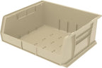 Akro-Mils 30250 AkroBins Plastic Storage Bins, Space-Saving Stackable Bins for Garage, Pantry, Craft Organization, 15" x 16" x 7", Stone, 6-Pack