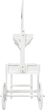Flower Display Stand with Blackboard, 2 Tier Flower Cart Display Rack, Plant Holder Display with Decoration Wheels, Heavy Duty Moving Flower Rack for Patio Garden Living Room Florist(White)