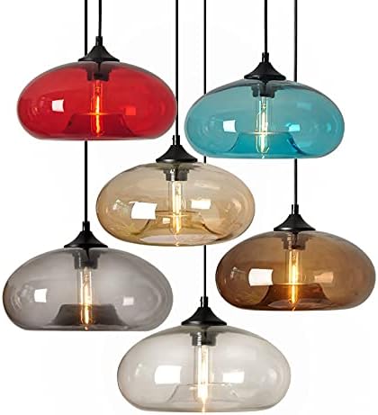 Industrial Pendant Light Shade of Onion Vintage Chandelier E26 Pendant Lighting for Kitchen Island Colorful Glass Cage (Red)