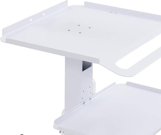 Computer Cart Mobile Standing Workstation with Power Strip, Salon Spa Beauty Machine Trolley Stand, Adjustable Height Computer Cart with 4 Wheels for Placing Computers, Mainframes