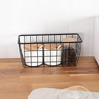 LeleCAT Small Wire Stroage Baskets, Wire Baskets for Kitchen Cabinets, Pantry, mall bags of tea and seasoning packets, Bathroom, Black, 2 Pack