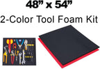 5S TOOL BOX SHADOW FOAM ORGANIZERS (2 COLOR) CUSTOM SIZE ROLL (48" x 54", Black Top/Red Bottom)
