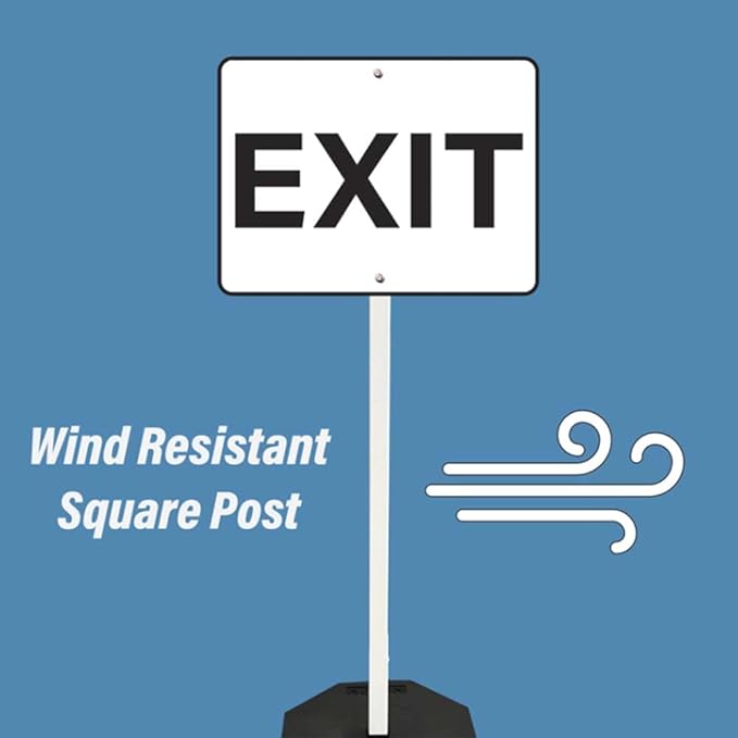 Plasticade Roll-A-Post Portable Sign Post with 60" Power Post Plastic Signpost, Designed for Schools, Sidewalks or Parking Lots, Durable and Resistant to Weathering, Yellow Base with Black Post