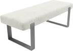 VANT Upholstered Bed Bench - Velvet Ivory - Brushed Nickel - Contemporary Modern, Bedroom Bench Seat, Hallway, or Entryway